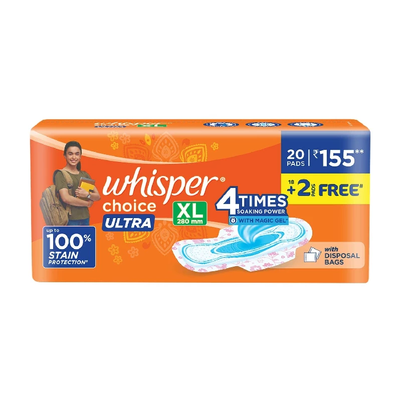 Whisper Choice Ultra XL Sanitary Pads, 20 Pads-1.webp